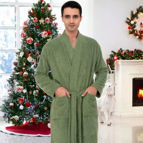 Vista 4 de TowelSelections Bata para hombre. Bata tipo kimono, de algodón con bucles turco, hecha en Turquía.
