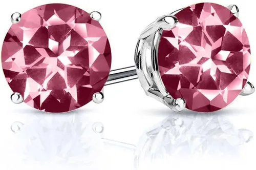 Vista 39 de Gem Stone King Aretes de plata de ley 925 con piedra natal redonda de 0.276 in para mujer
