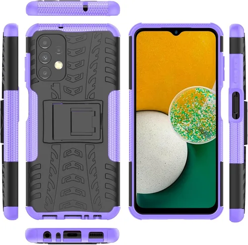 Vista 3 de Asuwish Funda de teléfono para Samsung Galaxy A13 4G con protector de pantalla de vidrio templado y soporte delgado, funda protectora híbrida