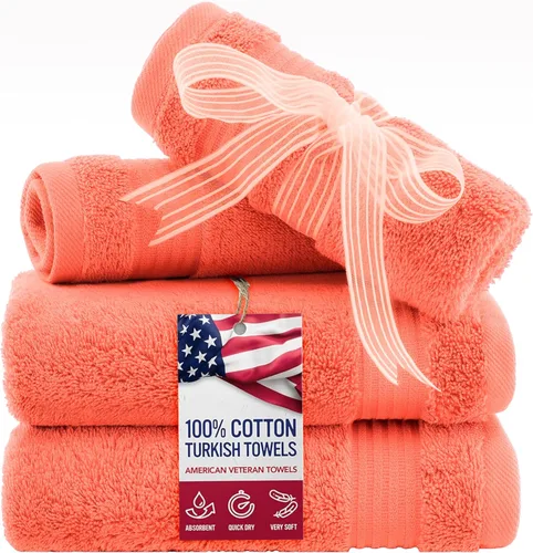 Vista 80 de Juego de toallas American Veteran Towel, de lujo, 6 piezas de algodón 100 % turco para máxima suavidad y absorción, para hotel y spa