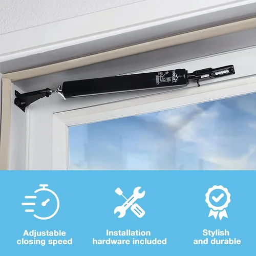 Vista 10 de Wright Products - Pantalla neumática ligera y cierrapuertas de tormenta, negro