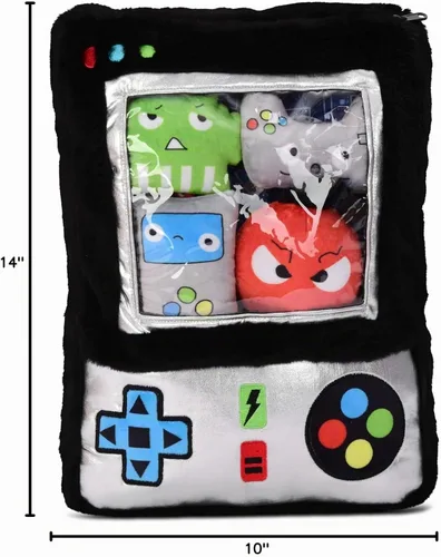 Vista 9 de iscream Juego de almohada de forro polar de 5 piezas en forma de videojuegos con detalles bordados