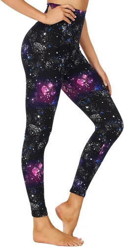 Vista 2 de GAYHAY - Leggings de cintura alta para mujer, suaves, opacos, entallados y estampados con control de abdomen ideales para correr, yoga y ciclismo