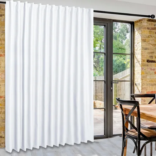 Vista 72 de DWCN Cortina opaca divisora de privacidad para puerta corrediza de patio, cortinas térmicas extra anchas con pestaña trasera y bolsillo para barra
