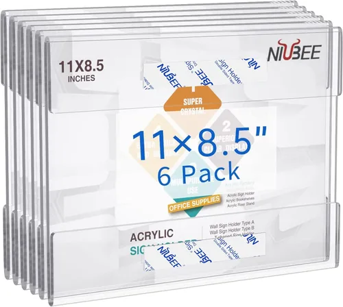 Vista 12 de NIUBEE Soporte de letrero acrílico de montaje en pared de 4 x 6 pulgadas con cinta adhesiva de doble cara para oficina, hogar, tienda, restaurante