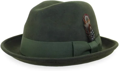Vista 2 de Belfry Trilby - Sombrero estilo vintage con ala a presión para hombre y mujer, fieltro de lana 100% pura en negro, gris, azul marino, marrón y nuez