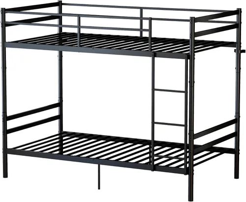 Vista 8 de Bellemave Convertible Twin Over Twin Metal Bunk Bed Frame, Heavy Duty Bunk Bed with Guardrails & Ladder for Kids Teens Adults, Black