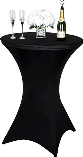 Vista 3 de BalsaCircle Mantel elástico ajustable de elastano negro de 36 pulgadas para decoración de bodas, fiestas, eventos