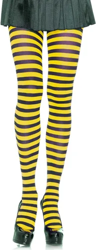 Vista 15 de Leg Avenue - Mallas de nailon a rayas para mujer Negro/Azul
