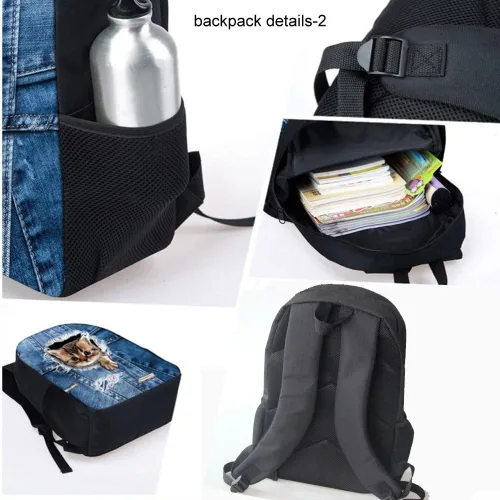 Vista 3 de HUGS IDEA Juego de 3 bolsas escolares con aislamiento térmico para el almuerzo, estuche para lápices