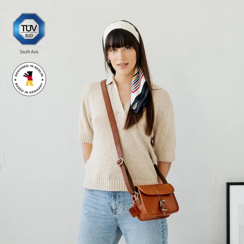 Vista 3 de Berliner Bags Bolso De Hombro De Cuero Genuino Vintage Malta, Bolso Bandolera, Bolso Pequeño Para Las Mujeres - Marrón
