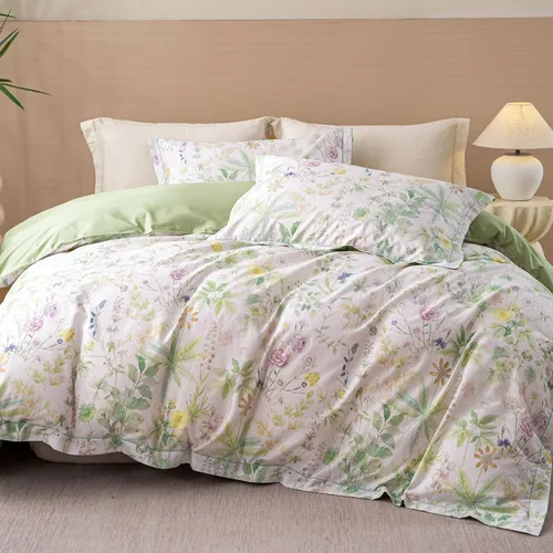 Vista 56 de OAITE - Juego de funda de edredón individual con patrón floral de 600 hilos, ultrasuave, 100% algodón, fibra larga, juego de 3 piezas, transpirable