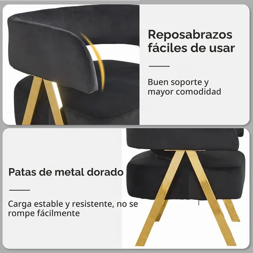 Vista 5 de Sillas modernas del acento del terciopelo del negro y del oro, sala de estar de los sillones del barril