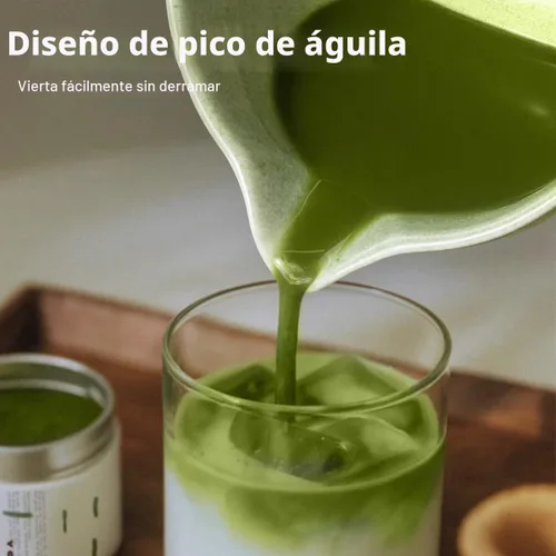 Vista 2 de Juego de Batidor de Matcha, Kit de Matcha Japonés de 7 Piezas que Incluye Tazón de Matcha con Pico, Batidor de Bambú, Soporte Chasen, Tamiz de Acero