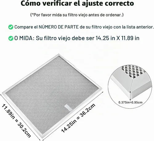 Vista 3 de Filtro de campana extractora BPS1FA30 mejorado de 11-3/4 x 14-1/4 pulgadas, ajuste exacto para campanas Broan QS1, WS1, QS2 y Nutone de 30 pulgadas