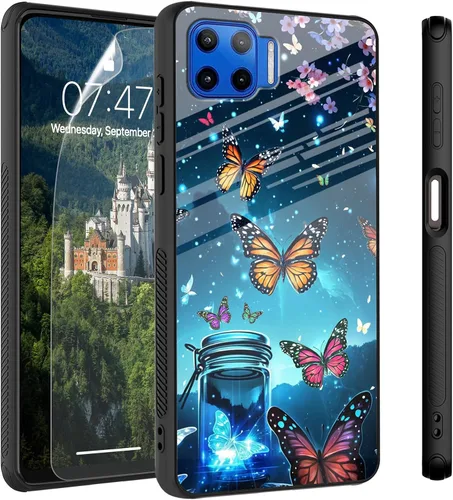 Vista 80 de Funda para Motorola Moto Edge 2022, cubierta trasera de vidrio templado con protector de pantalla, funda protectora a prueba de golpes para Motorola