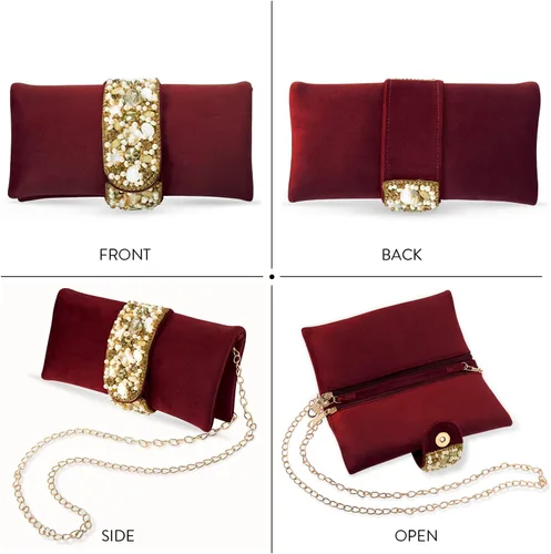 Vista 4 de Aheli Clutch Purses Gift for Women Handmade Evening Bridal Handbags