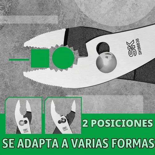Vista 4 de SK Alicates para juntas deslizantes de 8 pulgadas, 2 posiciones con dientes