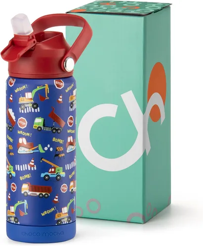 Vista 38 de Botella de Agua Choco Mocha para Niños para la Escuela, Botella de Agua Aislada para Niños de Acero Inoxidable para Niños, 14 Oz Camión Monstruo