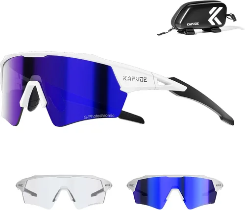 Vista 14 de KAPVOE Gafas de ciclismo fotocromáticas para hombres y mujeres, gafas de sol deportivas con protección UV, gafas de bicicleta de montaña, MTB