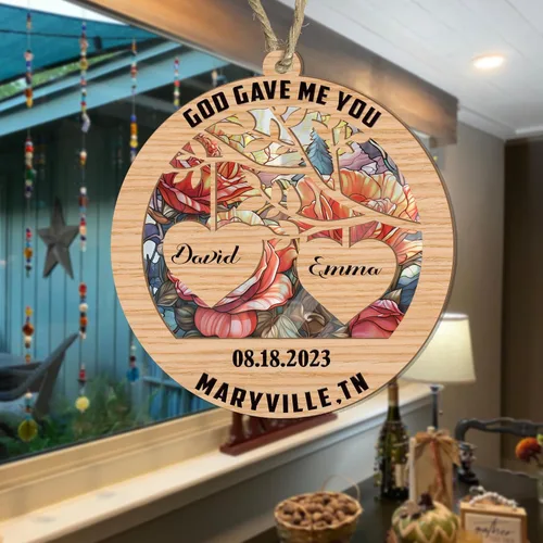 Vista 6 de V VIBEPY Impreso en toda la superficie, sin vidrio real, adornos personalizados para parejas, adornos de 3.5 pulgadas, 2 capas, decoraciones