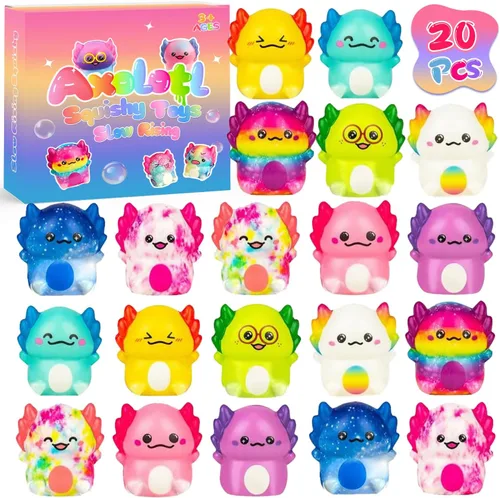 Vista 9 de Paquete de 20 juguetes esponjosos para fiestas, juguetes antiestrés de Rainbow Mix