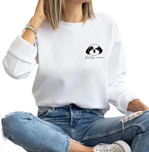 Vista 6 de Shih Tzu Dog Breed Mama Women's Long Sleeve Crewneck Shih Tzu Dog mom Sweatshirt Shih Tzu Puppy Print Graphic Shirts Pullover Tops Sand