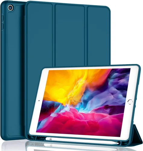 Vista 21 de iMieet Funda para iPad 9.7 (modelo 2018/2017, 6ª/5ª generación), funda inteligente con soporte para lápiz y parte trasera de silicona suave de piel