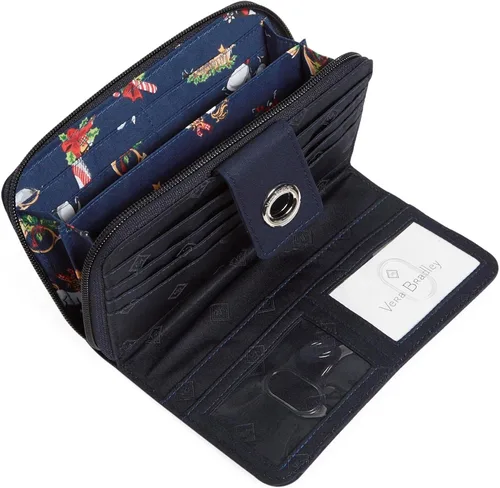 Vista 2 de Vera Bradley Cartera de algodón Turnlock para mujer con protección RFID