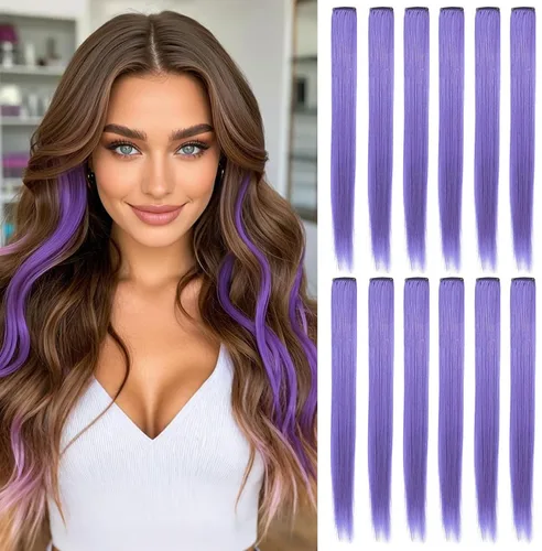 Vista 10 de Extensiones de cabello rosa ahumado con reflejos para fiesta de princesa, disfraz de Navidad para mujer (amarillo)