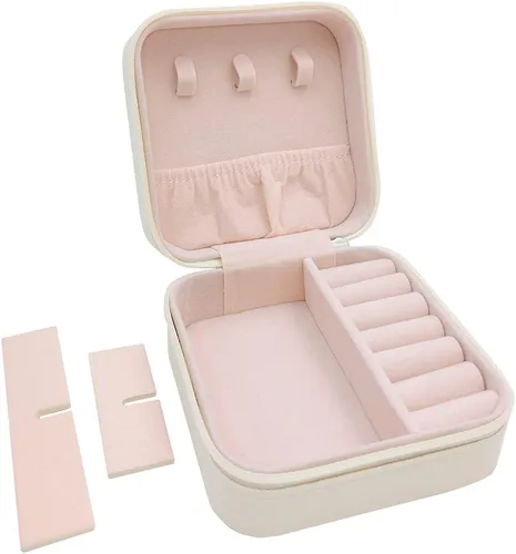 Vista 2 de TRODANCE Mini estuche de viaje para joyas, organizador de joyas de viaje pequeño, joyero portátil de viaje, mini organizador de almacenamiento, caja