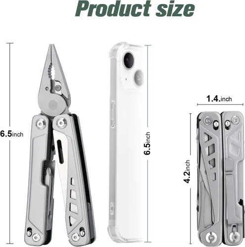Vista 2 de FLYHOMES Multiherramienta, alicates multiherramientas 19 en 1 con tijeras, clip de bolsillo, destornillador... Regalo para hombres, profesional