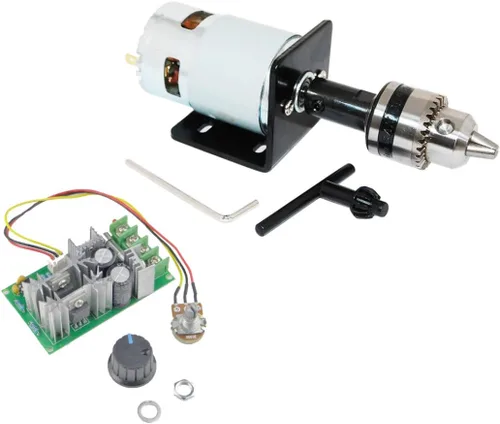 Vista 8 de CHANCS Motor de sierra 775 DC 24V 12000RPM Motor de engranaje de doble salida eje taladro Chuck Mini Sierra circular eléctrica DIY