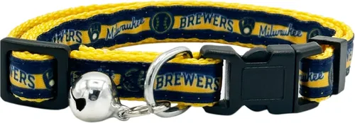 Vista 24 de Pets First MLB CAT Collar Atlanta Braves Satin Cat Collar de equipo de béisbol para perros y gatos. Un collar de gato brillante y colorido