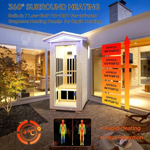 Vista 5 de Sauna al aire libre 1 persona para el hogar Sauna de patio trasero Sauna infrarroja al aire libre Sauna de 1 persona Sauna seca para el hogar Sauna