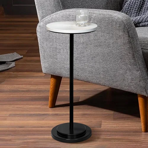 Vista 16 de COVLON Mesa de bebidas, mesa de Martini tallada, mesa auxiliar pequeña, mesa de pedestal con base pesada para sala de estar, dormitorio, espacio