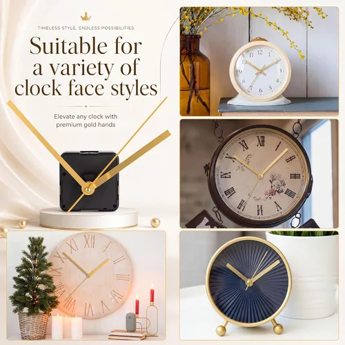 Vista 4 de Mudder Silence Quartz Clock Movement, 0.39 Inch Maximum Dial Thickness, 0.78 Inch Total Shaft Length (Gold)