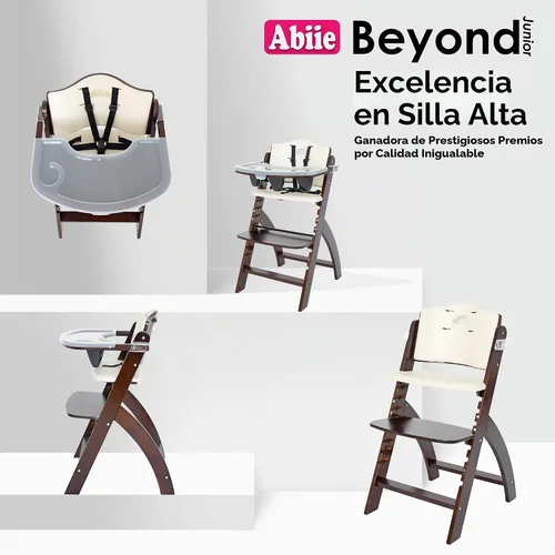 Vista 7 de Silla alta de madera con bandeja, de Abiie Beyond La solución de asiento perfecta para tu hijo como silla alta para comedor