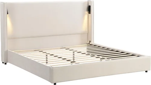 Vista 10 de Christopher Knight Home Hazel - Cama de cabecera tamaño King tapizada de 49.20 pulgadas de alto, plataforma de soporte de panel de listones,