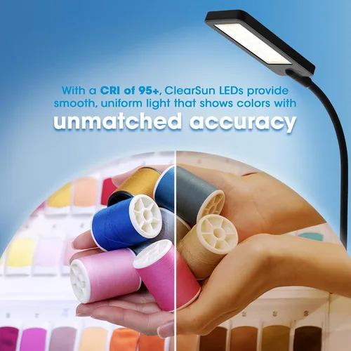 Vista 4 de Ottlite ClearSun - Lámpara LED de escritorio con carga inalámbrica, 3 modos de temperatura de color, cuello de cisne flexible, lámpara de tareas