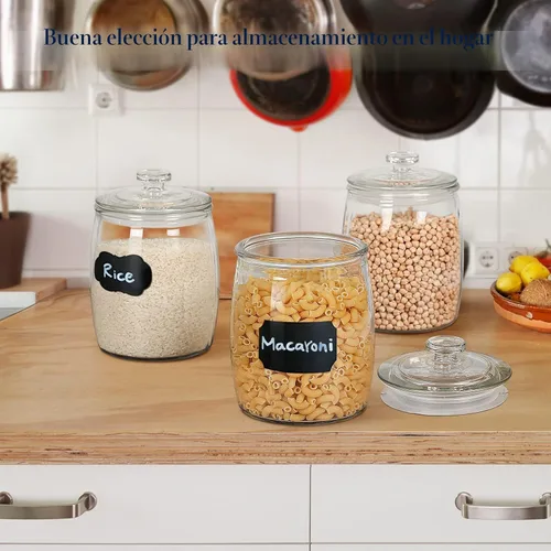 Vista 4 de Ritayedet Tarros de vidrio de medio galón con tapa, juego de 2 tarros de galletas de boca ancha, tarro de boticario para dulces, recipientes