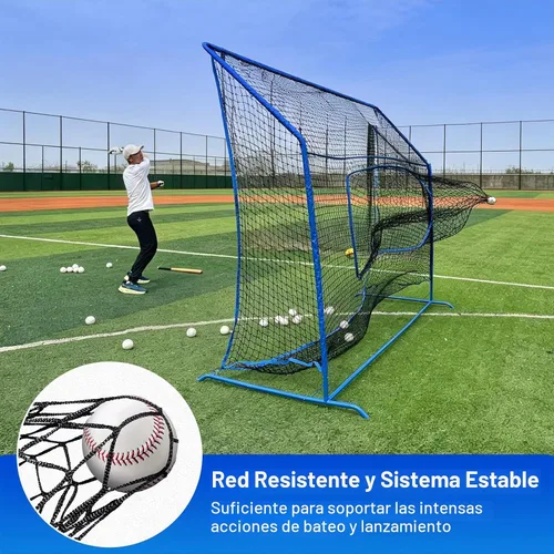 Vista 4 de Baseball Softball Net with Blocking System, Batting Cage Practice Net