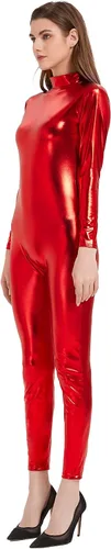 Vista 6 de Speerise - Unitardo, catsuit de manga larga para mujer, color metálico brillante
