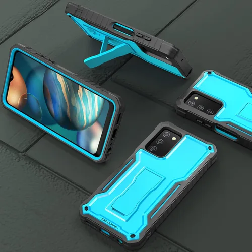 Vista 6 de ExoGuard Funda para Samsung Galaxy A03S 5G, funda de goma resistente a prueba de golpes con protector de pantalla para teléfono Samsung A03S 5G, Azul