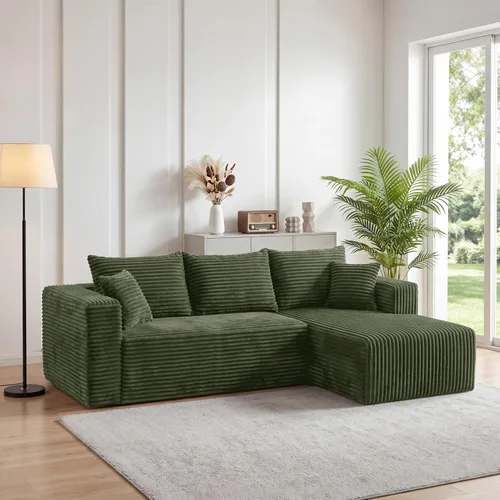 Vista 46 de Sofá modular deshuesado de 118 pulgadas con diván y otomano de pana de gran tamaño en forma de U, sofá de nube para asiento profundo para sala