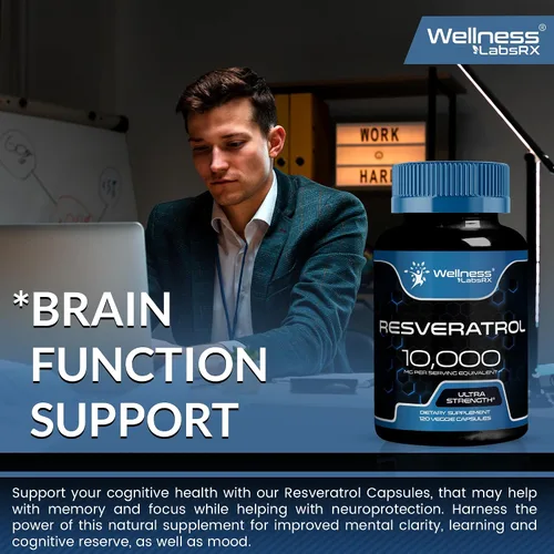 Vista 8 de WELLNESS LABSRX Suplemento de resveratrol de 1000 mg, 120 cápsulas (suministro de 60 días), trans-resveratrol de alta pureza ultra fuerte para un