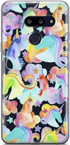 Vista 5 de Mertak Funda transparente para teléfono compatible con LG Stylo 6 5 4 K61 K51S K41S K30 K20 Q70 Q60 cubierta de silicona acuarela diseño colorido