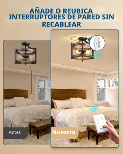 Vista 3 de DEWENWILS - Interruptor de luz remoto inalámbrico, kit de interruptor de pared inalámbrico expandible 1 Transmitter+1 Receiver, No Wiring, No
