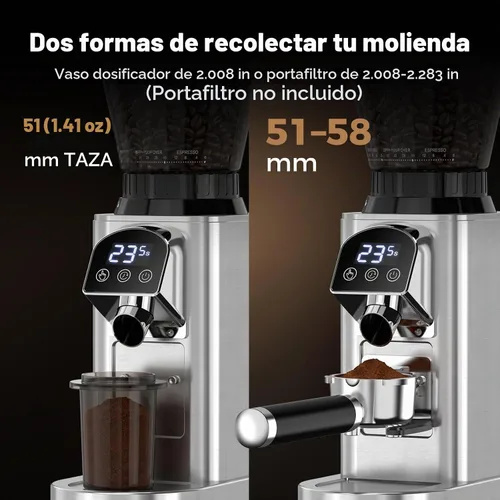 Vista 7 de Molinillo de granos de café con 48 ajustes, temporizador de 40 Plateado