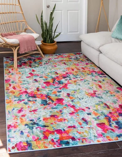 Vista 20 de Unique Loom Chromatic Collection Alfombra de Área - Champagne (2' 2" x 6' Runner, Azul Claro/Azul)